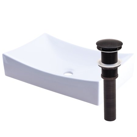 NOVATTO Modern White Porcelain Vessel Sink Set with Oil Rubbed Bronze Pop-Up Drain NP-01141ORB